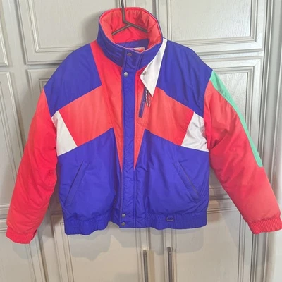 Vintage Obermeyer Down Jacket Mens/Juniors L Tall Ski 80s 90s Retro Neon Puffer - Image 1 of 4