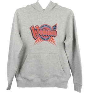 Volcom Youth Hoodie Sweatshirt L 12Y Grey Cotton Blend Long Sleeve Casual - Picture 1 of 14