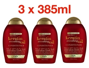 OGX Frizz Free Keratin & Argan Oil Smoothing Oil Conditioner 3 x 385ml - Picture 1 of 2