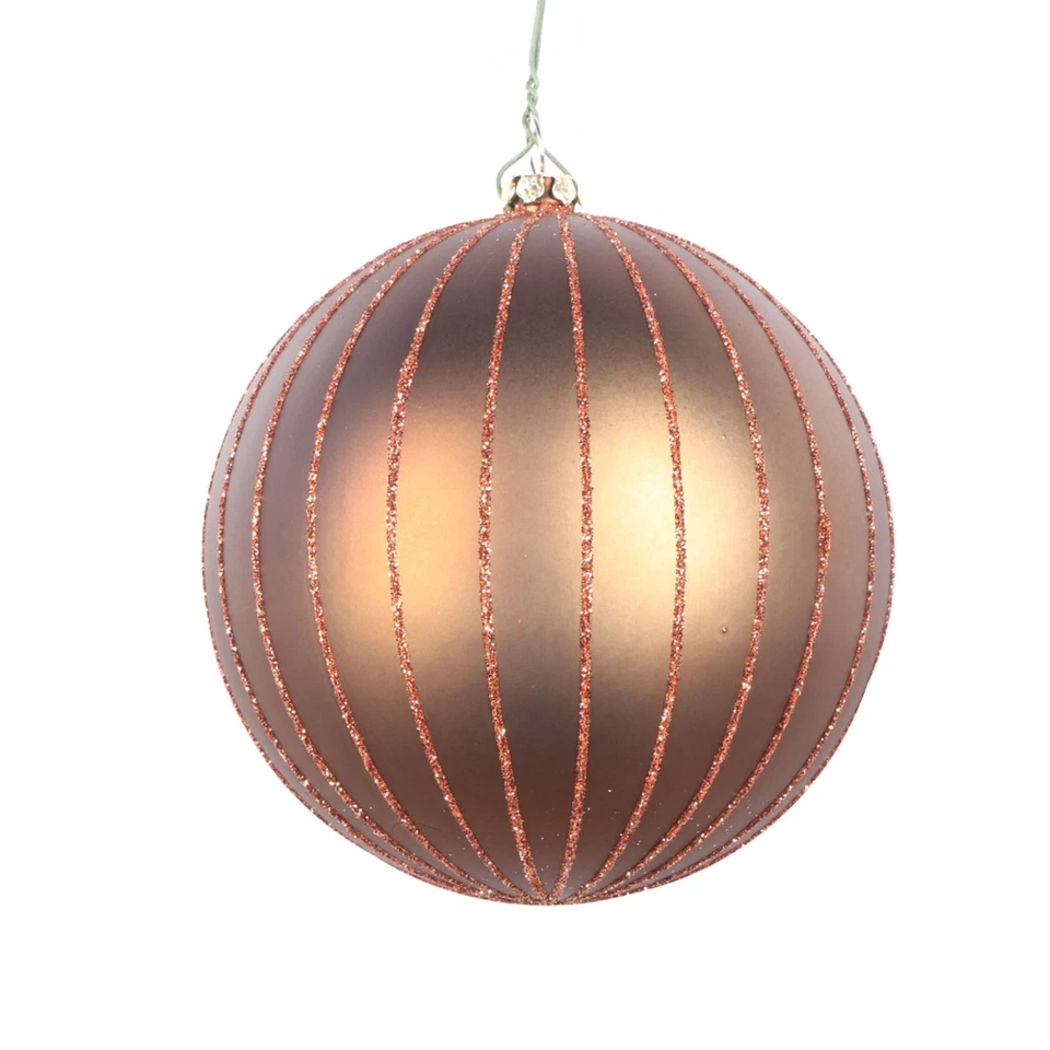 4" Mocha Matte Glitter Ball Orn 4/bag - Image 1 of 1