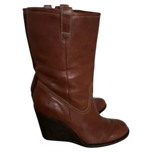 Frye Caroline halbhoher Keilabsatz Stiefel Damengröße 11 braun - Bild 1 von 12