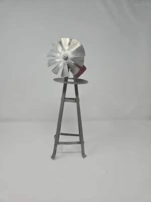 O Scale Windmill. Pressed Steel, 11 1/2" Tall, Silver.  Rare - Image 1 of 3