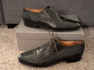 Cesare Paciotti Embossed Oxford Black Sz 9 Italy To Boot New York Free Shipping - Picture 1 of 6