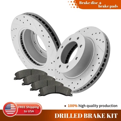 Rotores de disco perforados delanteros pastillas de freno para Nissan NV1500 NV2500 NV3500 2012-2021 Foto 1 de 4