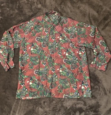 Camisa De Colección Robert Stock Arte Abstracto Abotonada Años 90 Patrón Geométrico Seda M Foto 1 de 4
