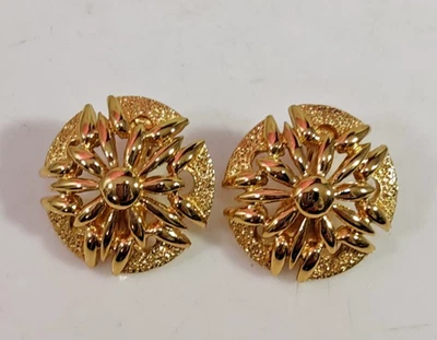 Pendientes de clip vintage Monet tono dorado estilo estrella ráfaga 1 pulgada de diámetro Foto 1 de 4