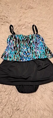 Vestido de baño azul para mujer multicolor de nailon con correa ajustable talla 10 Foto 1 de 4