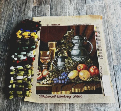 VTG#59166 Rico-Gobelin Still Life -Pitcher  Needlepoint Canvas &Tapestry Wool - Image 1 of 3