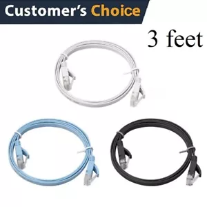 3FT Flat CAT6 RJ45 Ethernet Network LAN Cable UTP Patch Cord Modem Router US - Picture 1 of 9