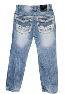 GS 115 Toddler Girls Sz 4 Distressed Button Flap Embroderied Jeans Kidcore Logo - Picture 1 of 9