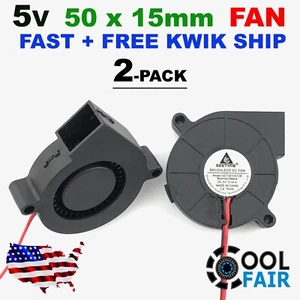 5v 50mm Blower Radial Cooling Fan 5015 Hotend Extruder for 3D Printer 2Pin 2 Pcs - Picture 1 of 5
