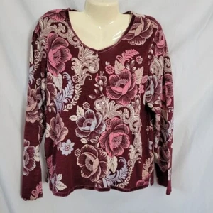 Zenergy by Chico's Oberteil Pailletten verzauberter Velours Blumen Pullover Medium Gr. 8 gebraucht, in einwandfreiem Zustand - Bild 1 von 11