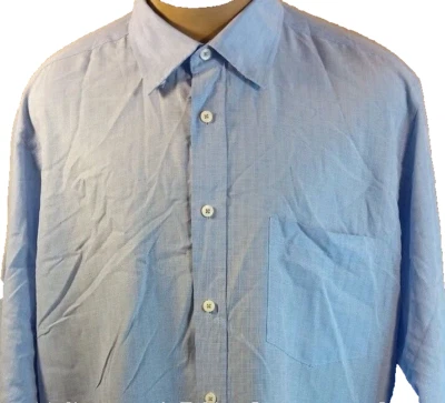Bugatchi Uomo Men’s Dress Shirt Blue Plaid Check Rayon/Polyester XL - Image 1 of 4
