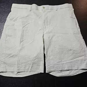 Louis Raphael Rosso Seersucker Cotton Shorts Striped Light Green Mens Size 38" - Picture 1 of 9