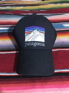 Patagonia Vintage Logo Trucker Hat - Excellent Black Ultra Rare - Picture 1 of 4