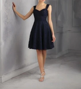 Mori Lee Madeline Gardner Black Lace Sleeveless Convertible Mini Dress Size 14 - Picture 1 of 12