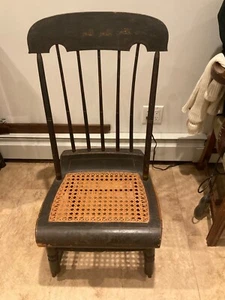 1830 ANTIQUE Boston rocker SHERATON Stenciled coach horse nursing cane CHAIR - Picture 1 of 8
