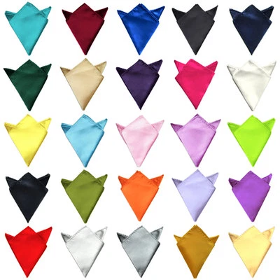 Men's Wedding Colour Silky Satin Pocket Square Handkerchief Hanky Formal Hankies - image 1 of 4