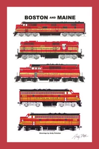 Boston & Maine Red & Gold 11"x17" Poster in 12"x18" mat Andy Fletcher signed - Picture 1 of 1