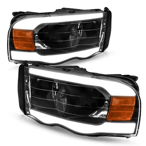 Headlights Left+Right For Dodge Ram 1500 2500 2002-2005 Black Housing LED DRL - Picture 1 of 10