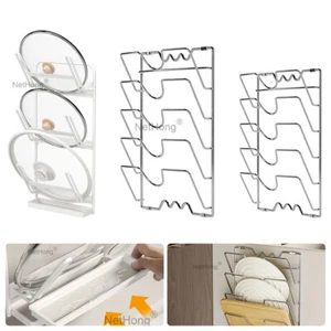 3/5 Pan Lid Rack Holder Pot Storage Kitchen Organizer Wall Door Mounted Cabinet - Picture 1 of 15