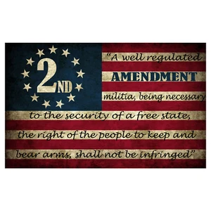 Second Amendment Written on Flag Sticker 5x3 Inch 2nd 2A Constitution Decal - Picture 1 of 2