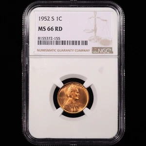 1952-S Lincoln Wheat Cent 1c - NGC GRADED MS66RD - Picture 1 of 4
