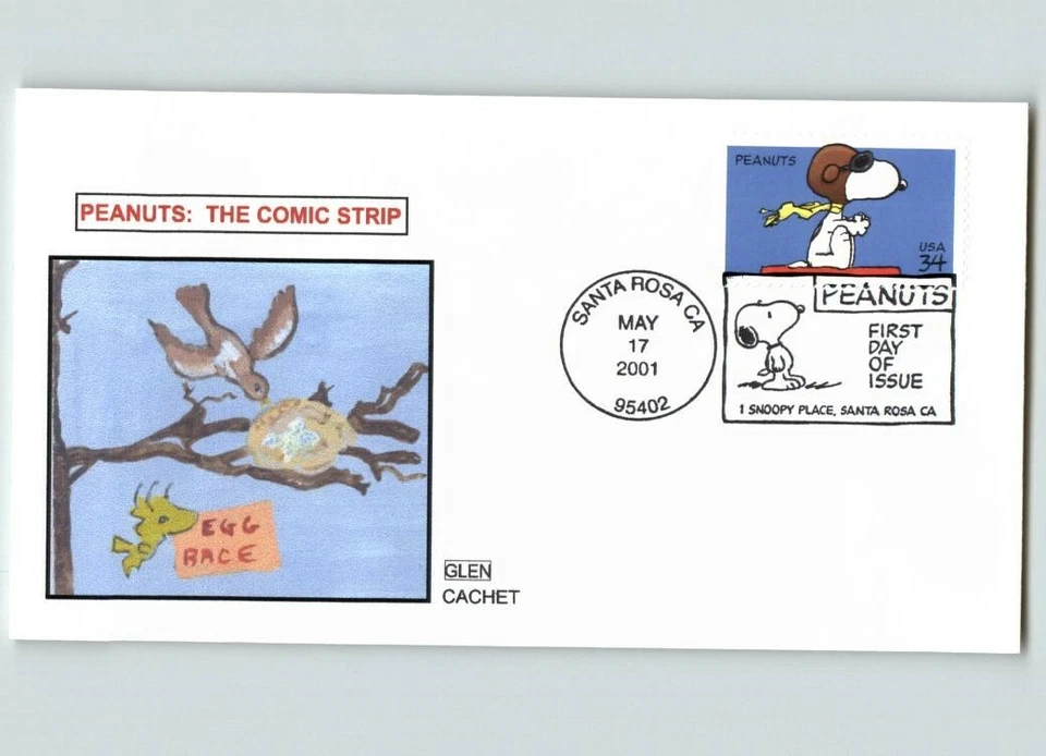 SNOOPY, Peanuts character, 2001 First Day of Issue, w/ Woodstock - Image 1 of 1