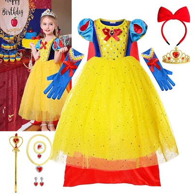 ELEBABY Snow White Princess Costume Girls Fancy Dress up Cosplay Party Birthday Outfits