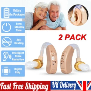 2xDigital Hearing Aid Kit Behind the Ear BTE Sound Voice Amplifier For Elderly - Picture 1 of 18
