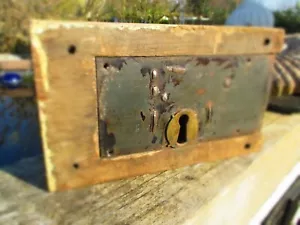 antique Georgian door LOCK oak cased rim brass escutcheon circa 1800 large  b  Z - Picture 1 of 8