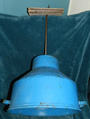 VERY COOL REPURPOUSED HANGING BLUE MILK/CREAM CAN LIGHT/LAMP FIXTURE! UNIQUE! - Image 1 of 4