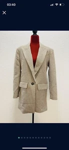 zara check jacket blazer brown size S - Picture 1 of 12
