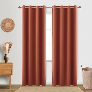 Burnt Orange Blackout Curtains for Living Room 2 Panels Set 84 Inches Long Gromm - Picture 1 of 8
