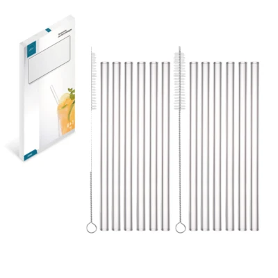 Glasstrohhalm Glashalme 12x Glas Trinkhalme Strohhalme Glasstrohhalme Bürstchen - Bild 1 von 4