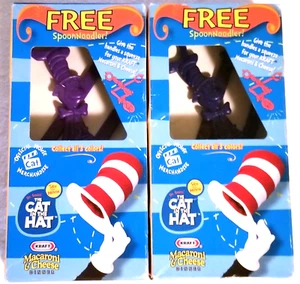 Lot of 2 Kraft Mac & Cheese 2003 The Cat in the Hat SpoonNoodler Blue & Purple! - Picture 1 of 13