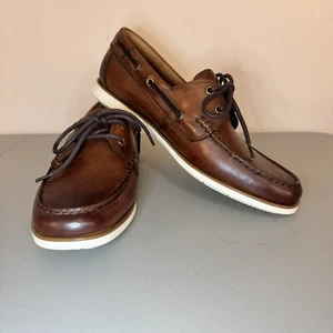 Florsheim Atlantic Moc Toe Boat Shoe 13367-221 Cognac Men's Size 11W - Picture 1 of 7