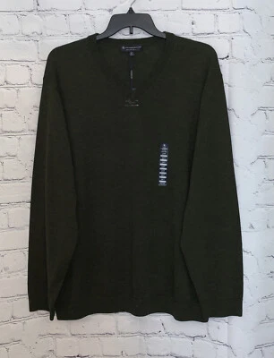Hart Schaffner Marx Sweater Mens 2XT Tall V-Neck Merino Wool Olive Green Heather - Image 1 of 4
