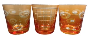 3er Set Schliff Klar Orange Becher Steine Gläser 11 Oz. - Bild 1 von 8