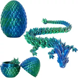 3D Printed Dragon Full Articulated Crystal Dragon with Egg Toy Home Office Decor - Picture 1 of 10