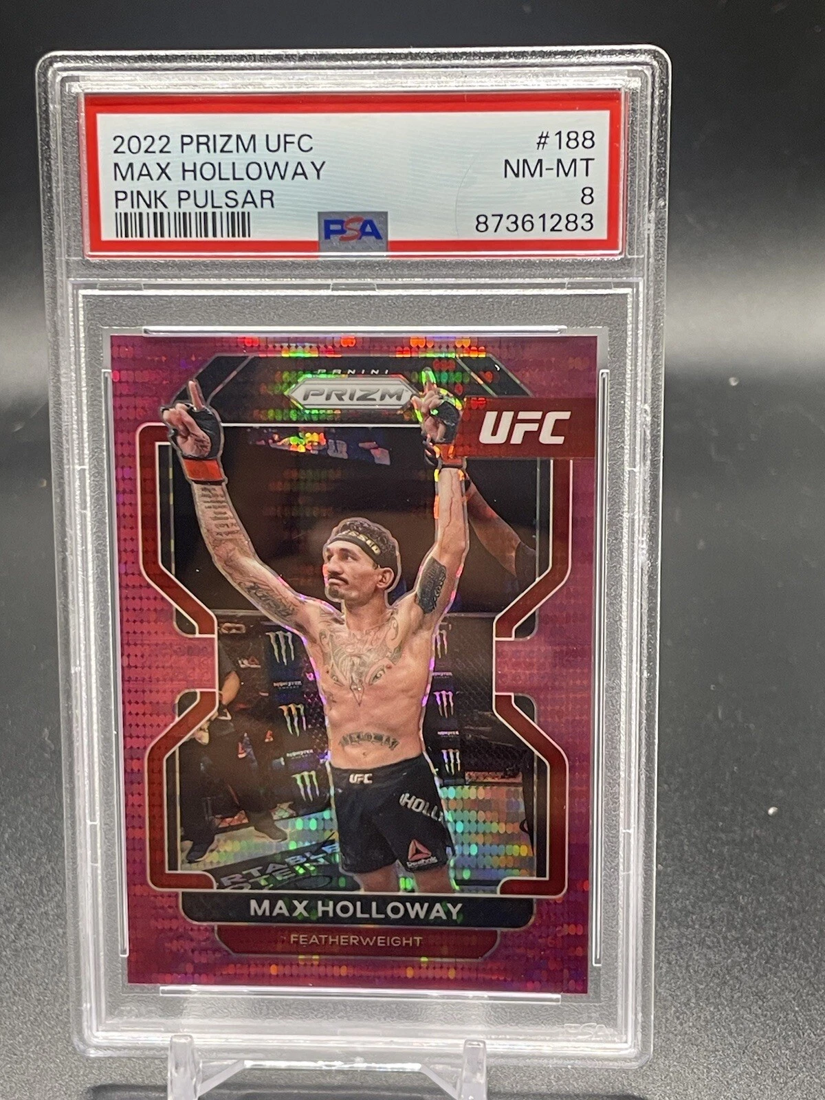 2022 Panini Prizm UFC Max Holloway Pink Pulsar Prizm  #'d 33/42 #188 RARE!!!