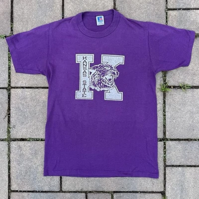 VTG 80s Kansas State Wildcats KSU Tee Shirt Russell Athletic Sz S Made In USA - Image 1 of 4