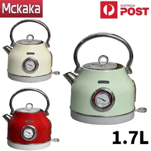 MACKAKA Electric Kettle Retro 1.7L Stainless Steel Hot Water Kettle Auto OFF AU - Foto 1 di 22
