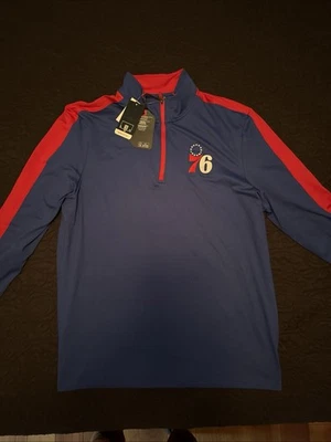 Philadelphia 76ers Chaqueta Para Hombre Grande Nueva Con Etiquetas 1/4 Cremallera Sudadera Azul NBA Antigua Foto 1 de 4