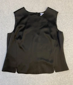 Pendelton Sleeveless Top Camisole Womens 16 Black Satin Gothic Button Back - Picture 1 of 11