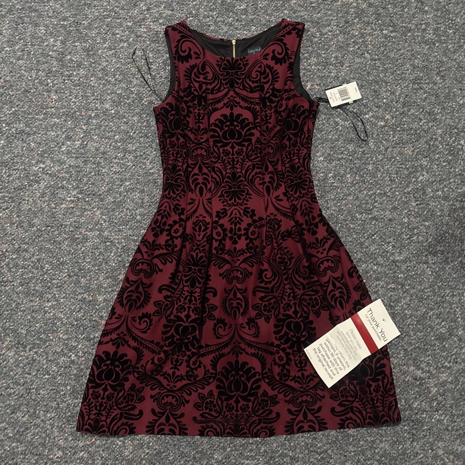 Vestido para mujer Gabby Skye sin mangas de terciopelo rojo y negro de cóctel talla 8 nuevo con etiquetas Foto 1 de 1