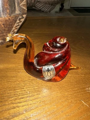 Pilgrim Art Glass Snail (Amber Red) Hand blown Paperweight. Note On Bottom 1969) - Image 1 of 4