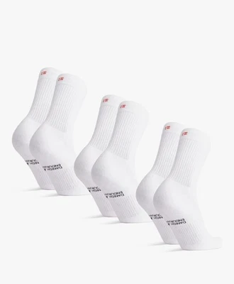 DANISH ENDURANCE Tennis Crew Socks Cotton Striped Sports Cushioned 3-pack 9-12 - Image 1 of 4