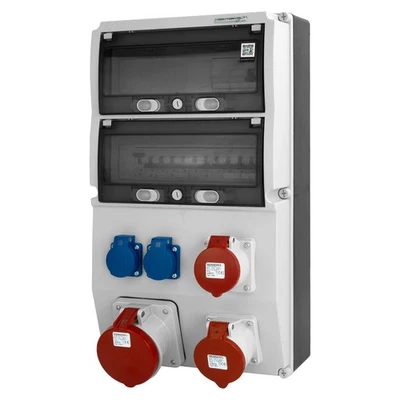 DOKTORVOLT Stromverteiler 63A 32A 16A CEE 2x230V Baustromverteiler mit Mennekes Steckdosen