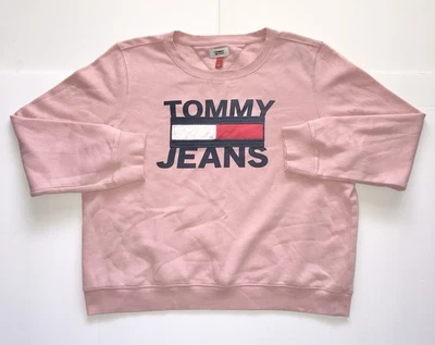 TOMMY HILFIGER толстовка женщин большой розовый флис Tommy джинсы логотип пуловер - Изображение 1 из 4